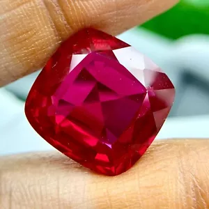 PIGEON BLOOD RED 25.85 CT RUBY CORUNDUM CUSHION LAB CREATED LOOSE GEMSTONE - Picture 1 of 3
