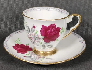 Vintage Royal Stafford ~ ROSES TO REMEMBER ~ Coffee Cup & Saucer ~ Bone China - Picture 1 of 20