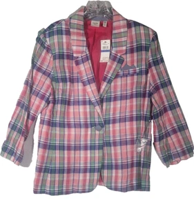 Raffaella Weekend Size XL Petite Checked Rose Red Blazer NWT - Picture 1 of 10