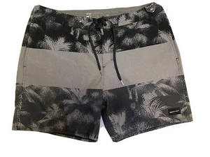 Mens Dryflight Quicksilver Board Swim Shorts Gray Palm Trees Sz 40 - Picture 1 of 9
