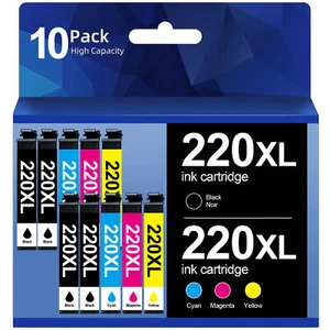 10 Pack 220XL T220XL Ink for Epson XP-320 XP-420 XP-424 WF2630 WF2650 WF2660 - Picture 1 of 7