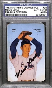 MEMO LUNA SIGNED AUTO'D 1952 MOTHER'S COOKIES PCL CARD #26 PSA/DNA COA PADRES R - Picture 1 of 3