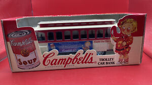Vintage 1994 Ertl Campbell's Soup Trolley Car Bank 1/43  Scale Die Cast Metal