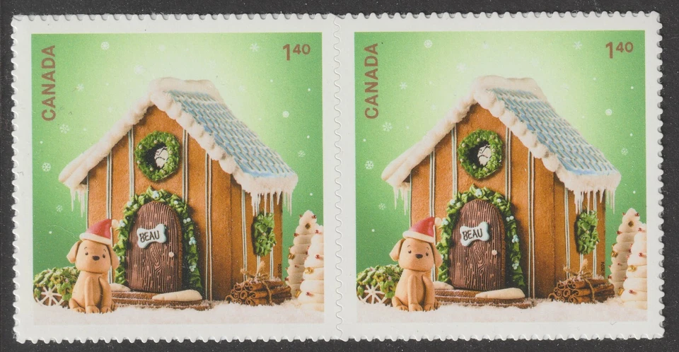 Canadá 3469 Casas de vacaciones de pan de jengibre casa para perros $1,40 horz par MNH 2024 Foto 1 de 1