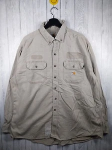 Carhartt FR Work Shirt Utility Work Wear Mens Beige Fire Resistant Extra Large - Picture 1 of 13