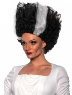 Peluca Adulto La Novia del Monstruo de Frankenstein Blanco y Negro Foto 1 de 2