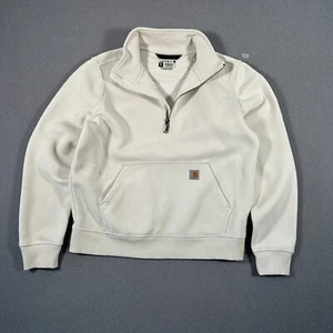 Carhartt Felpa Donna Media 8-10 1/4 Quarto Zip Abbigliamento da Lavoro Maglione, Crema - Foto 1 di 10