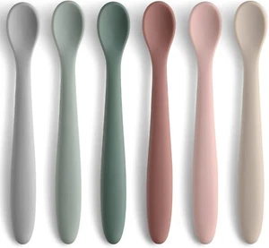 6-Piece Silicone Feeding Spoons for First Stage Baby and Infant, Soft-Tip Easy - Picture 1 of 7