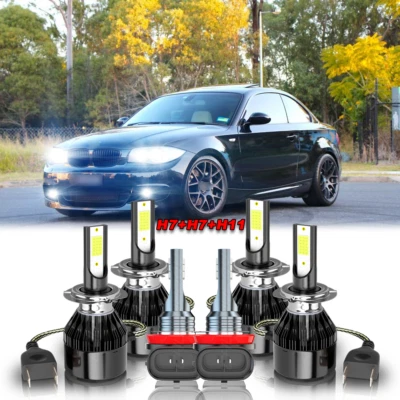 Fits Fit BMW 128i 135i 2008-2013 -6x H7 H7 H11 LED Headlight & Fog Light Bulbs - Image 1 of 4