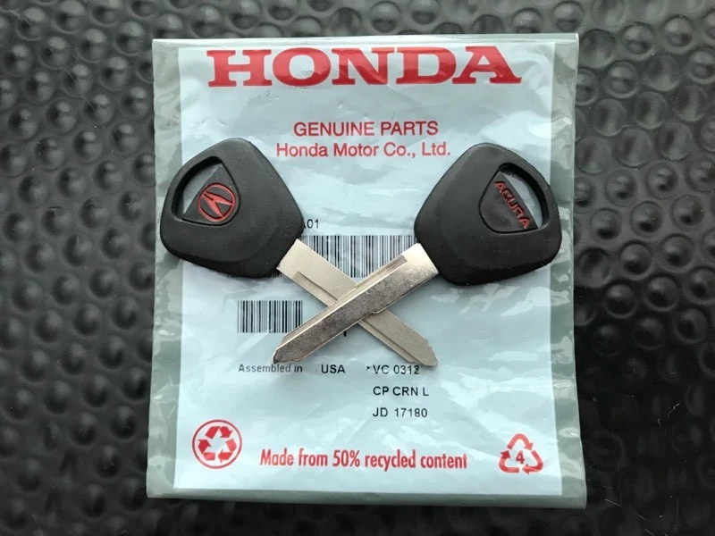 JUEGO DE 2 LLAVES DE ENCENDIDO DE PUERTA MAESTRA EN BLANCO ORIGINAL OEM ACURA HONDA SIN CORTAR ROJO 'A' Foto 1 de 1