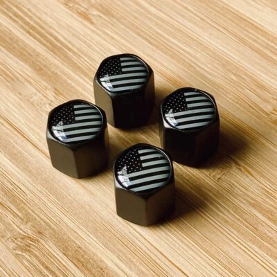 Matte Black US Flag Class A Car Airtight Wheel Tire Air Valve Caps Stem Cover - Image 1 of 3