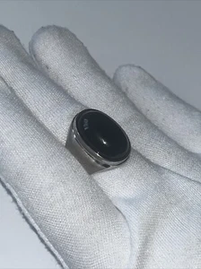 Silver Ring Black Agate Highest Quality - Size 10 - Picture 1 of 3