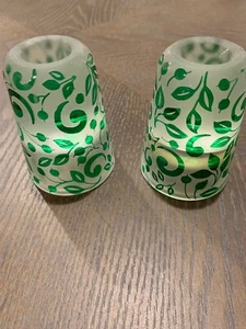 Lenox Etched Green Floral Scroll Taper Pair Candle Holder Set Of 2 - Picture 1 of 4