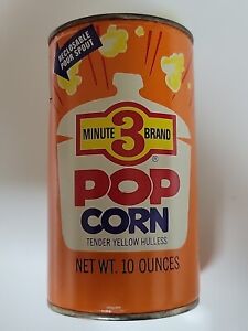 Vintage 3 Minute Brand Popcorn Can - National Oats Co. Cedar Rapids, Iowa SEALED