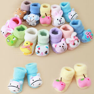 Newborn Kids Baby Girls Boys Anti-Slip Warm Socks Slipper Shoes Cartoon Booties