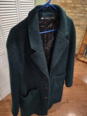 Zara Man Men's Dark Green Over Coat From London Warm Jacket Medium Sexy Slick - Image 1 of 4