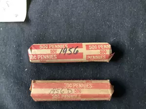 1956 P & 1956 D LINCOLN Wheat Cents 1 ROLL OF each - Picture 1 of 6