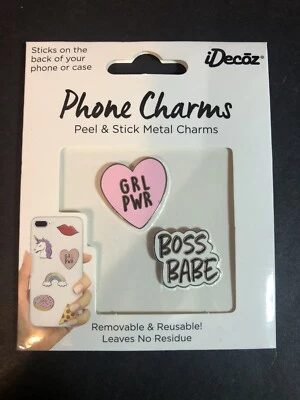 Idecōz Boss Babe & Girl Power Peel & Stick Metal Phone Charms Reusable NEW - Image 1 of 3