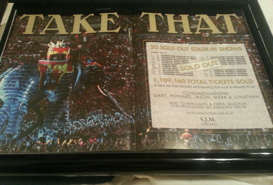 Take That 2009 Sold Out Stadium Tour Promo Poster Ad Framed! - Image 1 of 1