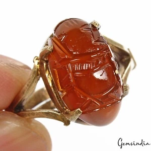 Anillo astrológico 8 mezcla de metal ajustable Ashtadhatu tallado Ganesha gema de ónix ~ 7 gm - Imagen 1 de 9