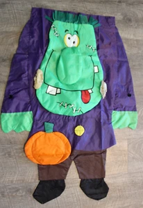 Outdoor House Flag Banner Sculpted Halloween Frankenstein Trick or Treat 30x42 - Picture 1 of 7