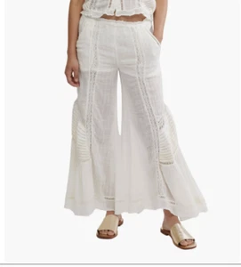 Nuevos Pantalones Free People Bali Alana Pierna Ancha Encaje En Nube Bailarina Talla Grande - Imagen 1 de 9