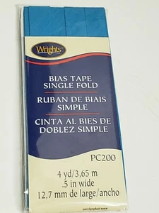 Wrights Schrägband einzelne Falte - Menge 4 Packungen Farbe blau Größe 4 yd x 0,5 in Y028 - Bild 1 von 12