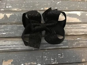 TaylorMade Custom Boutique Hair Bow New Black Glitter Small New - Picture 1 of 1
