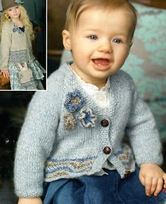 491 Baby Girl DK Cardigan & Bag Vintage Knitting Pattern 18-28"46-71cm - Image 1 of 2