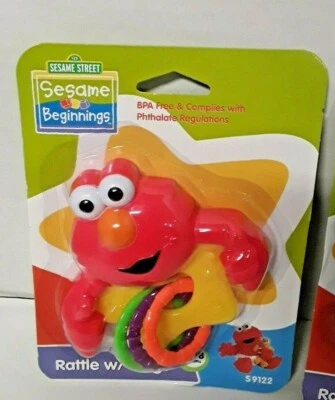 Baby Rattles Sesame Street Beginnings Elmo with Rings Girl Boy Toys Toy Red NEW - Image 1 of 4