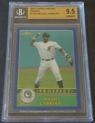 2003 Topps Chrome Traded T126 Miguel Cabrera RC Prospect BGS 9.5 GEM MINT  - Image 1 of 2