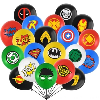 8x Large Superhero Latex Balloons. Party Supplies Lolly Loot Box Bag Batman - image 1 of 3