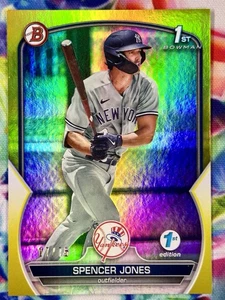 2023 Bowman Spencer Jones Rookie 1st Bowman Yankees Yellow Foil /75 First BP-139 - Picture 1 of 2
