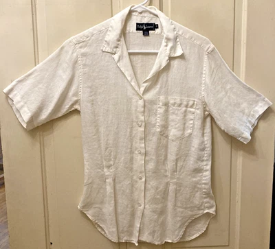 Top Ralph Lauren de lino blanco talla 10 - M  Foto 1 de 3