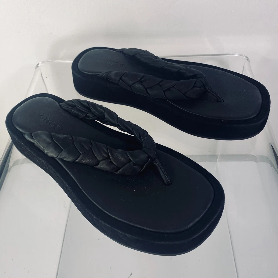 Chanclas Vince Nita Trenzadas de Cuero y Gamuza con Plataforma Talla 7 Foto 1 de 2