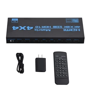 4xx 4 In 4 Out 4K HDMI Matrix Switch with EDID Extractor and IR Remote Control - Picture 1 of 10