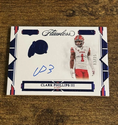 2023 FLAWLESS CLARK PHILLIPS ROOKIE AUTOGRAPH SAPPHIRE RC AUTO RPA /15 UTAH SSP - Image 1 of 2