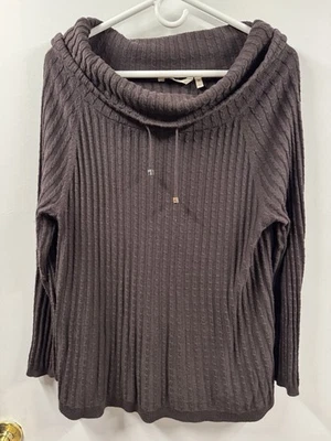 Capucha con cordón mediano Soft Surroundings para mujer cuello embudo mezcla de algodón púrpura Foto 1 de 4