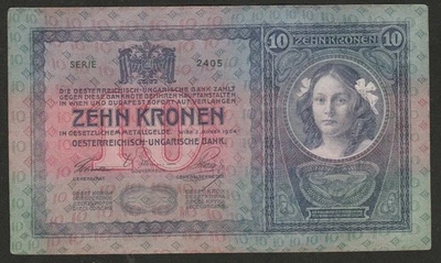 NOTA DE 10 COROAS DA ÁUSTRIA 1904 - Imagem 1 de 2
