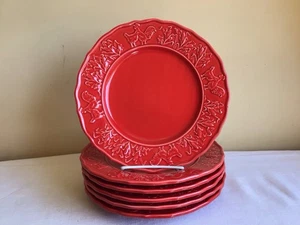 Lotto di 6 piatti Bordallo Pinheiro Portogallo gallo gallina rosso bordo smerlato - Foto 1 di 7