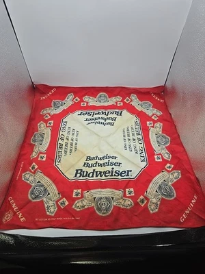 Vtg 1995 Budweiser Beer Promo Advertising Scarf Bandana Handkerchief 21x21 - Image 1 of 4
