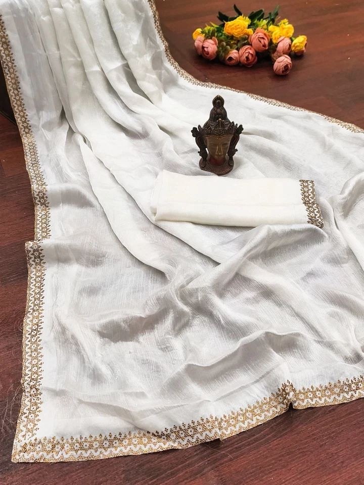 Presentamos Nuevo Sari Fendy de Gasa con Blusa para Mujer Ropa de Fiesta Foto 1 de 1