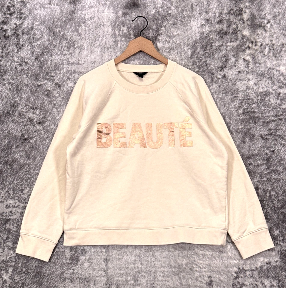 J Crew Sweater XL Womens Beaute Pink Glitter Terry Boxy Pullover Sweatshirt - Image 1 of 4