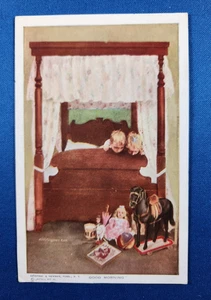 1911 Postcard Art Boy Girl Horse Doll Good Morning Reinthal Newman Fullerton NE - Picture 1 of 2