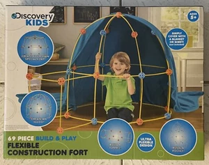 Discovery Kids Construction Fort 69 Piece Build and Play Set Toy Flexible Safe - Picture 1 of 2