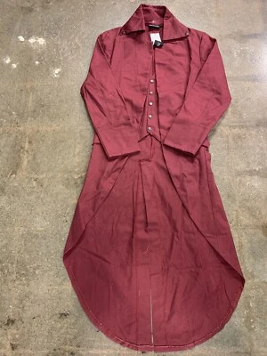 DarcChic Red  Steampunk Overcoat Tailcoat Button Vest Sewn In Full Length XL/L - Image 1 of 4