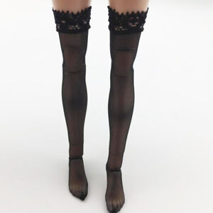 1/6 Scale Black Lace Stockings Long Socks for 12''   Action Figures