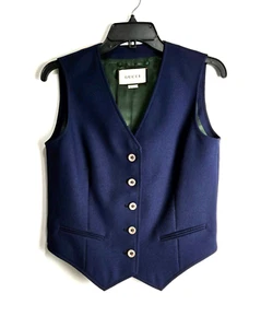 GUCCI Navy Blue Button Front Vest Uniform Style sz IT 42 US 6 NWT - Picture 1 of 6