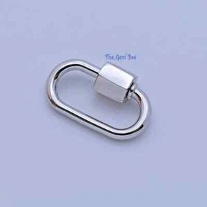 11.8x18.5mm Rhodium Stering Silver Charm Holder Screw Secured Carabiner Locker - Picture 1 of 6
