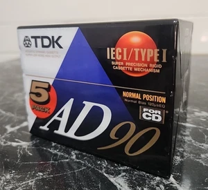TDK AD90 Cassette Tape Blank Audio 5 Pack IECI/TYPEI Normal Position 1992-95 Era - Picture 1 of 12
